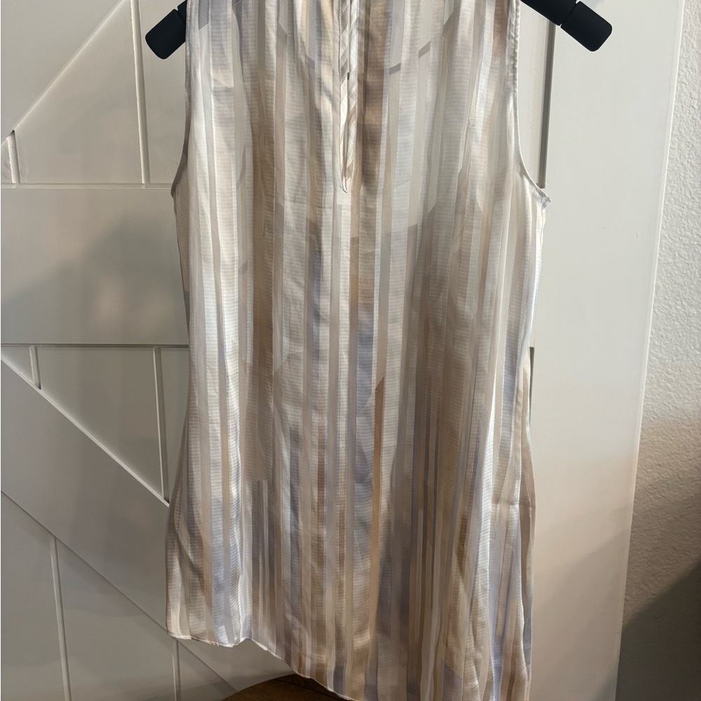 White House Black Market Watercolor Stripe Tunic XS Sleeveless Asym Hem - Picture 3 of 7